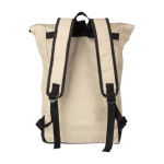 Zaino roll-top in rPET 600 D con tasca frontale con zip verticale color beige sesta vista