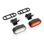 Set di 2 luci per bici in plastica riciclata con 5 modalità di luce color nero terza vista