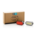 Set di 2 luci per bici in plastica riciclata con 5 modalità di luce color nero vista con scatola