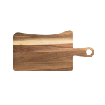 Tagliere per formaggi in legno di acacia con forchettone e coltello color legno scuro seconda vista