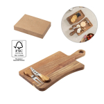 Tagliere per formaggi in legno di acacia con forchettone e coltello vari colori