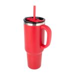 Tazza termica con isolamento sottovuoto in rame e cannuccia 1,2L color rosso