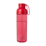 Borraccia in plastica riciclata con comoda maniglia in silicone 600ml color rosso seconda vista frontale