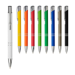 Penna in alluminio con rivestimento morbido al tatto inchiostro nero color grigio scuro seconda vista in vari colori