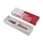 Penna in metallo Parker Jotter SE Global Icons con inchiostro blu color rosso seconda vista frontale
