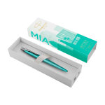 Penna in metallo Parker Jotter SE Global Icons con inchiostro blu color turchese seconda vista frontale