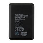 Powerbank in plastica riciclata sottile ed elegante da 5.000 mAh color nero seconda vista posteriore