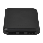 Powerbank in plastica riciclata sottile ed elegante da 5.000 mAh color nero seconda vista