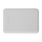 Powerbank in plastica riciclata sottile ed elegante da 5.000 mAh color bianco seconda vista frontale
