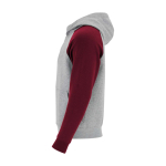 Felpa bicolore per bambini con cappuccio 280 g/m2 Roly Badet color bordò vista laterale