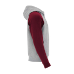 Felpa bicolore per bambini con cappuccio 280 g/m2 Roly Badet color bordò seconda vista con laterale