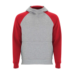 Felpa bicolore per bambini con cappuccio 280 g/m2 Roly Badet color rosso