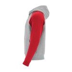 Felpa bicolore per bambini con cappuccio 280 g/m2 Roly Badet color rosso vista laterale
