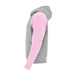 Felpa bicolore per bambini con cappuccio 280 g/m2 Roly Badet color rosa chiaro vista laterale