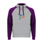 Felpa bicolore per bambini con cappuccio 280 g/m2 Roly Badet color viola vista con stampa serigrafica