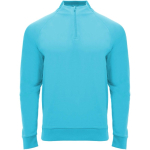 Felpa per bambini a manica lunga con zip corta 200 g/m2 Roly color turchese