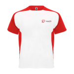 T-shirt sportiva per bambini a maniche corte 140g/m2 Roly Bugatti color rosso vista con stampa serigrafica