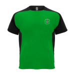 T-shirt sportiva per bambini a maniche corte 140g/m2 Roly Bugatti color verde tropicale vista con stampa serigrafica