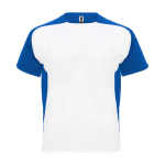 T-shirt sportiva per bambini a maniche corte 140 g/m2 Roly Bugatti color bianco/blu