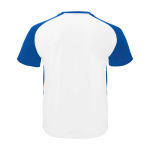 T-shirt sportiva per bambini a maniche corte 140 g/m2 Roly Bugatti color bianco/blu seconda vista posteriore
