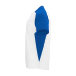 T-shirt sportiva per bambini a maniche corte 140 g/m2 Roly Bugatti color bianco/blu vista laterale