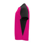T-shirt sportiva per bambini a maniche corte 140g/m2 Roly Bugatti color fucsia vista laterale
