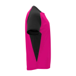 T-shirt sportiva per bambini a maniche corte 140g/m2 Roly Bugatti color fucsia seconda vista con laterale