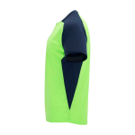 T-shirt sportiva per bambini a maniche corte 140g/m2 Roly Bugatti color verde fluorescente vista laterale