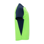 T-shirt sportiva per bambini a maniche corte 140g/m2 Roly Bugatti color verde fluorescente seconda vista con laterale
