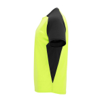 T-shirt sportiva per bambini a maniche corte 140g/m2 Roly Bugatti color giallo fluorescente vista laterale