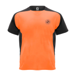 T-shirt sportiva per bambini a maniche corte 140g/m2 Roly Bugatti color  arancione fluorescente vista con stampa serigrafica