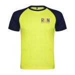 T-shirt sportiva bambino maniche corte 140g/m2 Roly Indianápolis color giallo vista con stampa serigrafica