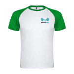 T-shirt sportiva bambino maniche corte 140g/m2 Roly Indianápolis color verde vista con stampa serigrafica