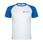 T-shirt sportiva bambino maniche corte 140g/m2 Roly Indianápolis color blu reale vista con stampa serigrafica