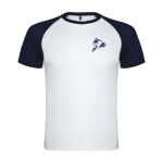 T-shirt sportiva bambino maniche corte 140g/m2 Roly Indianápolis color blu mare vista con stampa serigrafica