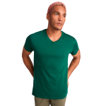 T-shirt tubolare da uomo con scollo a V in cotone da 155 g/m² Roly color nero