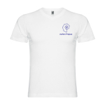 T-shirt tubolare da uomo con scollo a V in cotone da 155 g/m² Roly color bianco vista con stampa serigrafica