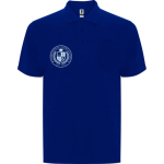 Polo unisex con taschino in piqué di cotone e poliestere 190g/m² Roly color blu vista con stampa serigrafica