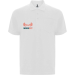 Polo unisex con taschino in piqué di cotone e poliestere 190g/m² Roly color bianco vista con stampa serigrafica