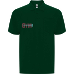 Polo unisex con taschino in piqué di cotone e poliestere 190g/m² Roly color verde bottiglia vista con stampa serigrafica