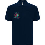 Polo unisex con taschino in piqué di cotone e poliestere 190g/m² Roly color blu mare vista con stampa serigrafica