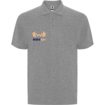 Polo unisex con taschino in piqué di cotone e poliestere 190g/m² Roly color grigio chiaro jensato vista con stampa serigrafica