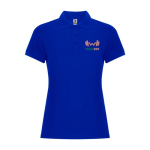 Polo da donna in tessuto piqué di cotone e poliestere 190g/m² Roly color blu vista con stampa serigrafica