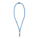 Lanyard in RPET con dettaglio in bambù da personalizzare color blu