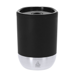 Bicchiere termico in PP riciclato e base in acciaio con tappo 290ml color nero prima vista