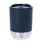 Bicchiere termico in PP riciclato e base in acciaio con tappo 290ml color blu mare prima vista