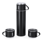 Thermos antigoccia in acciaio inox da 420ml con 3 tazze da 140ml color nero prima vista