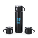 Thermos antigoccia in acciaio inox da 420ml con 3 tazze da 140ml vista area di stampa