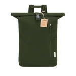 Zaino roll-top in canvas 100% riciclato 280 g/m² con chiusura a fibbia color verde prima vista