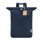 Zaino roll-top in canvas 100% riciclato 280 g/m² con chiusura a fibbia color blu mare prima vista